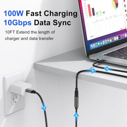 USB C Extension Cable 10FT USB C Extender Cord Male to Female USB 3.1 Gen2 Ty... - Picture 3 of 7