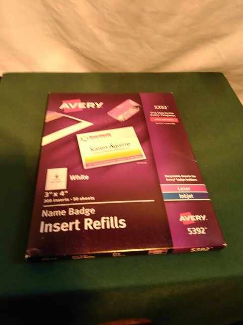 AVERY NAME BADGE INSERT REFILLS LASER INKJET 5392 EBay
