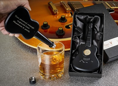 Personalised Guitar Hip Flask Custom Engraved Luxury Gift Box Free Engraving