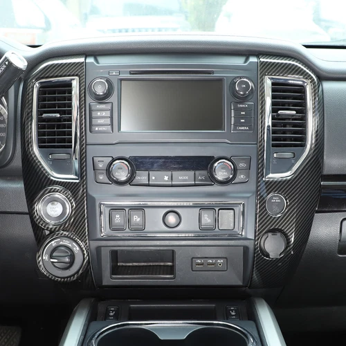 ABS Carbon Fiber Interior Dash Console Trim cover Set Fits Nissan Titan 2016-24 - Picture 15 of 27