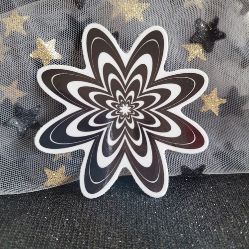 BWC001-Flower Shaped Black White Sticker | Flowers | Monochromatic | Psychadelic - Picture 6 of 7