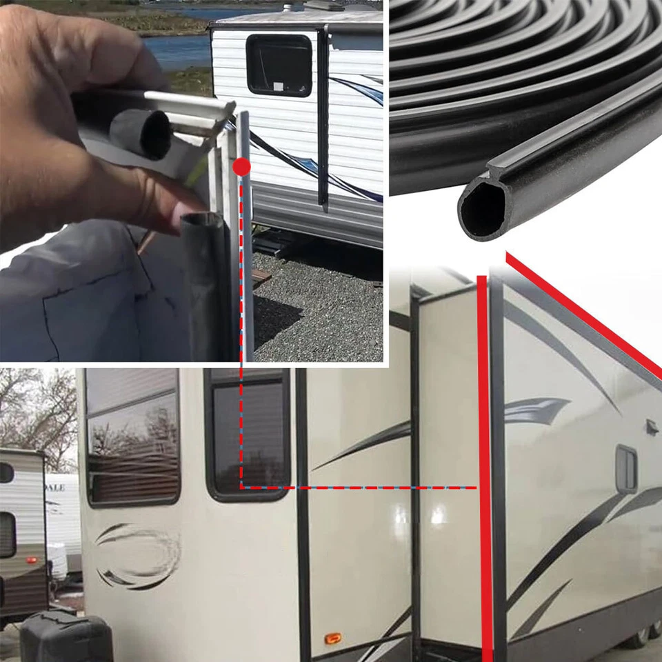 Vedação deslizante de borracha preta para Nissan 9m/30ft RV substituição de decapagem climática - Imagem 2 de 4