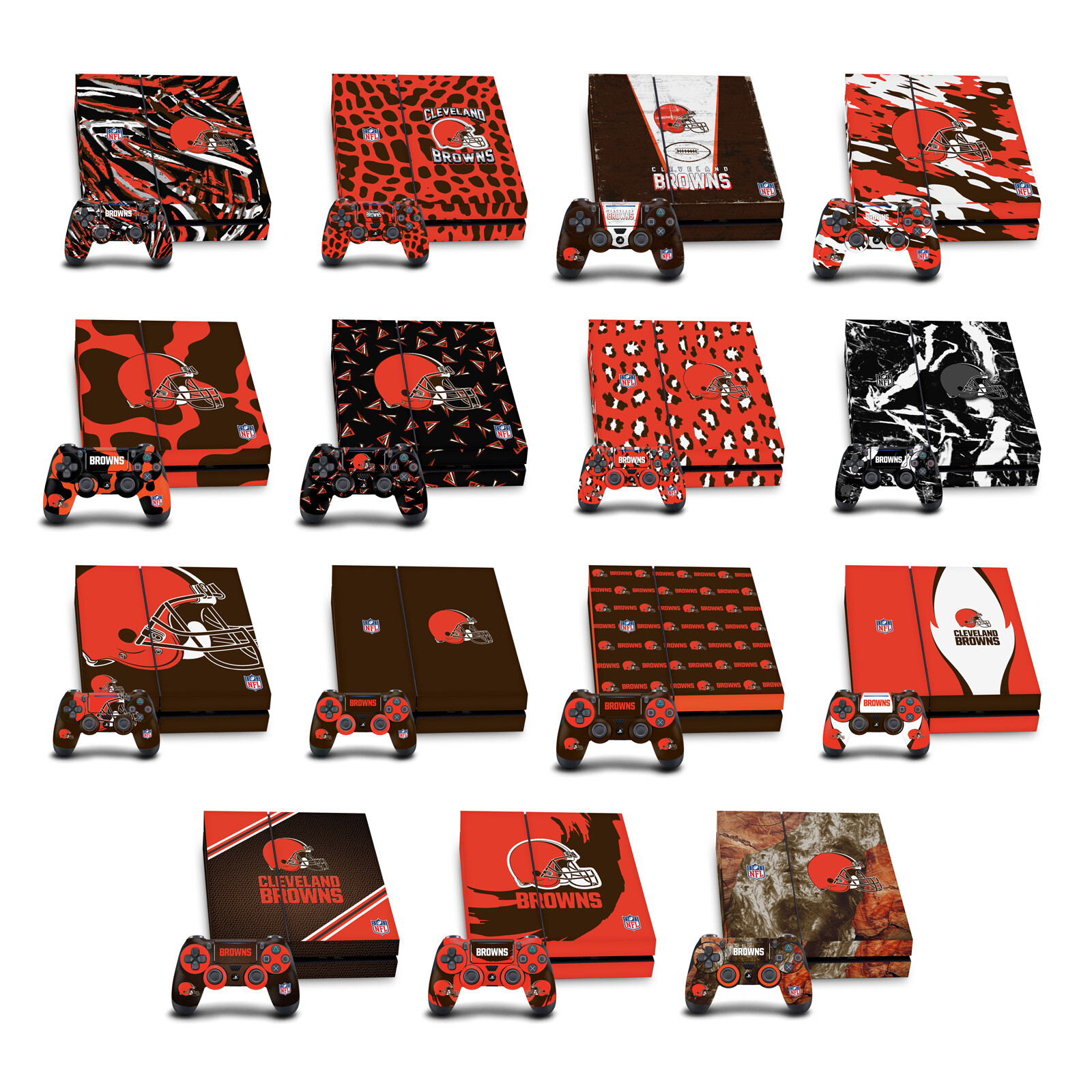 OFFICIAL NFL CLEVELAND BROWNS VINYL SKIN DECAL FOR SONY PS4 CONSOLE & CONTROLLER