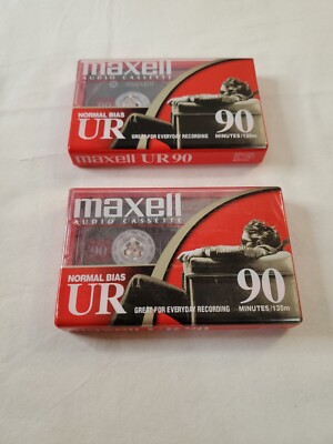NOS Maxwell UR 90 Minute Blank Audio Cassette Tapes  Normal Bias Lot of 2 Sealed