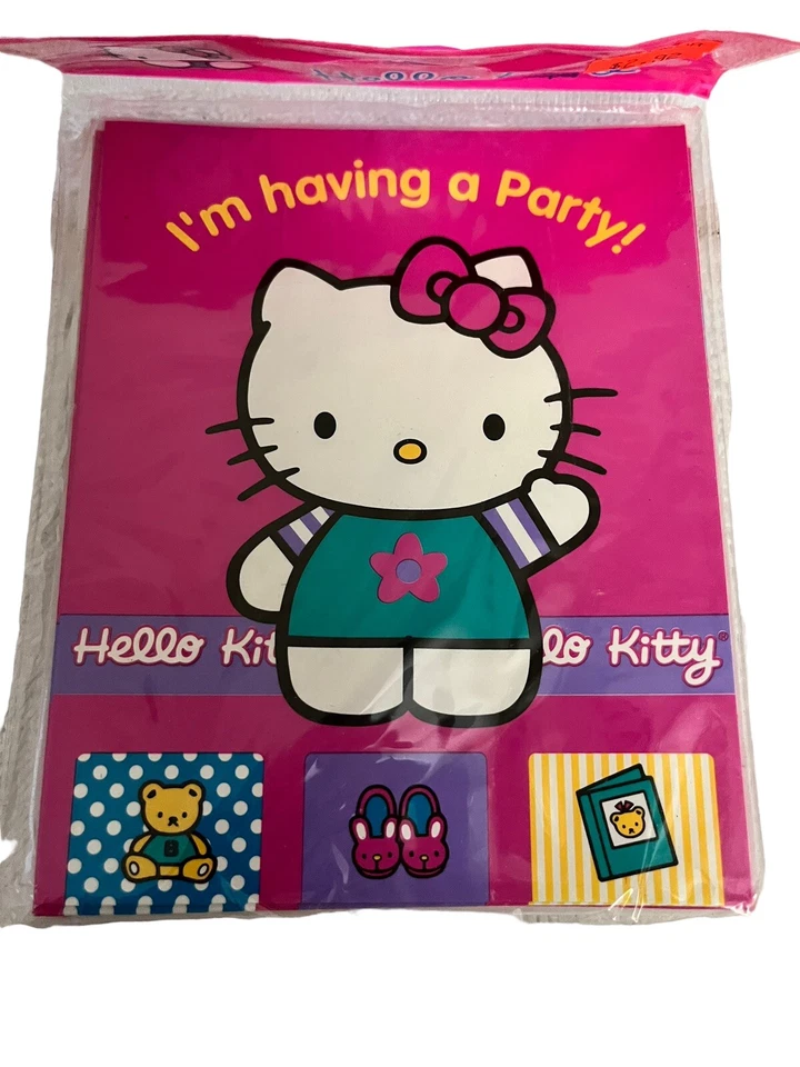 De colección 1999 Hello Kitty "¡Estoy teniendo una fiesta!" 8 tarjetas y sobres de invitaciones rosa Foto 2 de 4