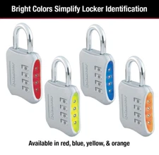 YELLOW Master Lock Resettable Combination Locker Lock for Gym and School 653D