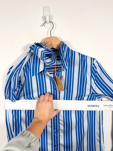 Camicia Boden donna taglia 10 bianca blu a righe top vestibilità dritta con bottoni - Foto 11 di 12