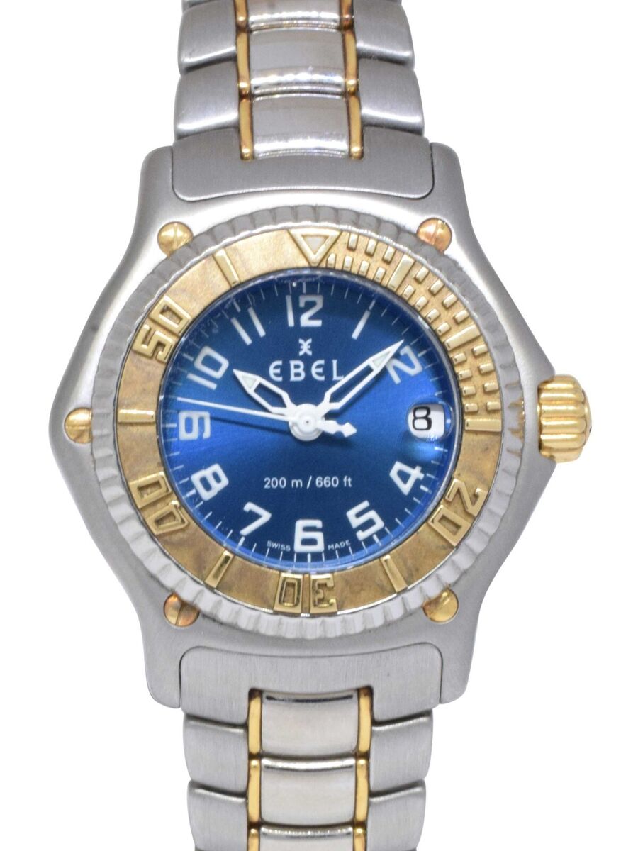 Ebel Discovery 18k Yellow Gold/Steel Blue Dial Ladies 30mm Ebel Discovery 18k Yellow Gold/Steel Blue Dial Ladies 30mm