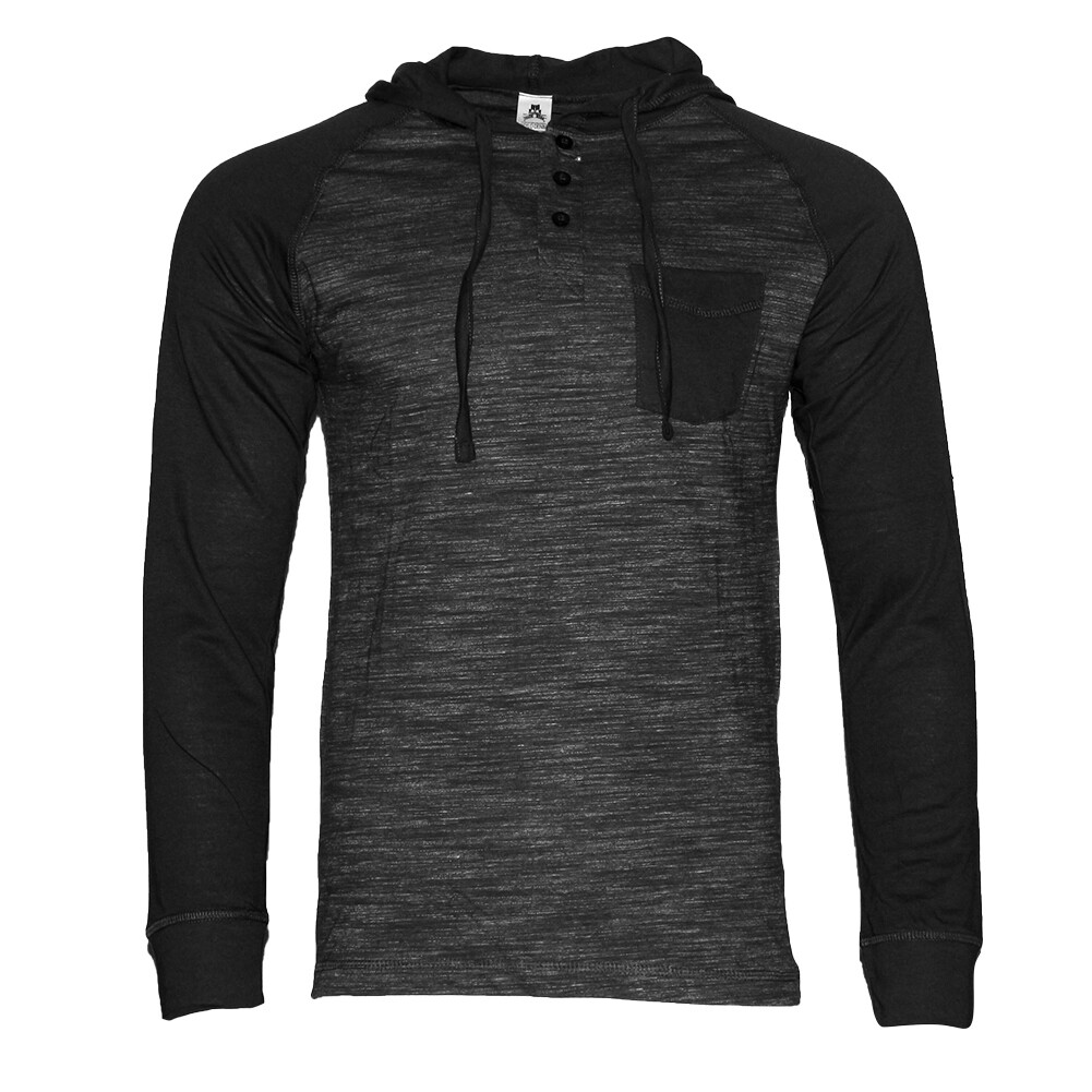 Men's Long Sleeve Shirt Two Tone Casual Drawstring Pullover