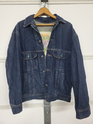 Lee Easy Rider Men's M Jean Jacket Stonewashed Dark Blue Denim Jacket ...