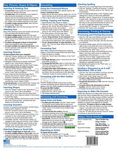 Microsoft Office 2016 Training Guide Quick Reference Card 2 Page Cheat Sheet - Picture 2 of 2