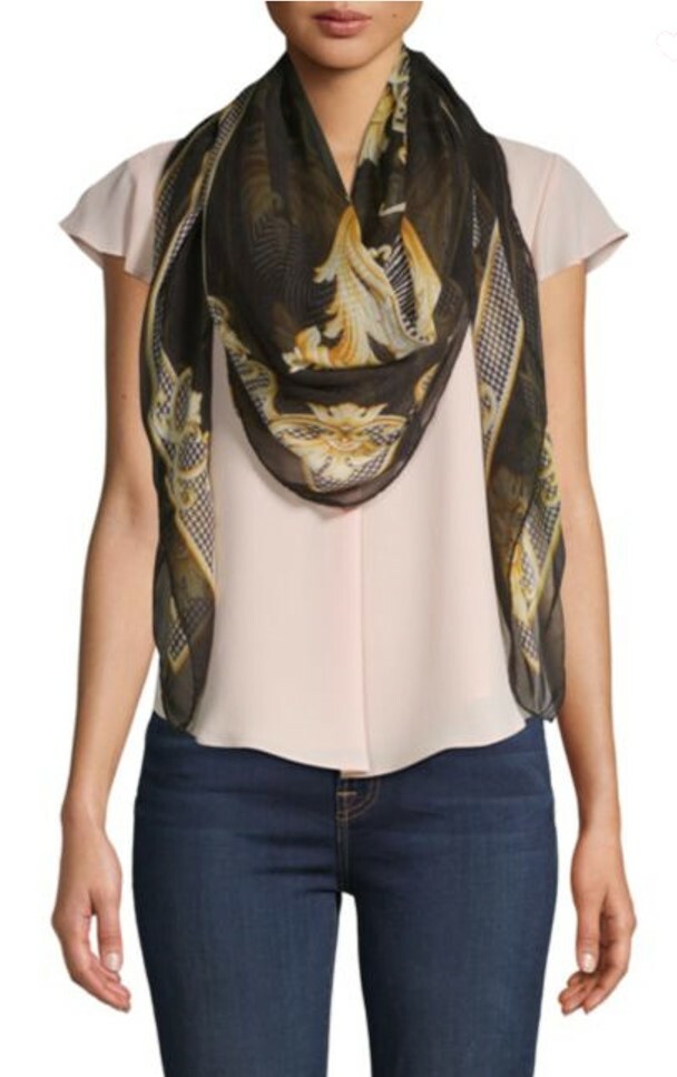 NWT Versace Collection Modal Blend 52”Sq. Scarf Black/Multi