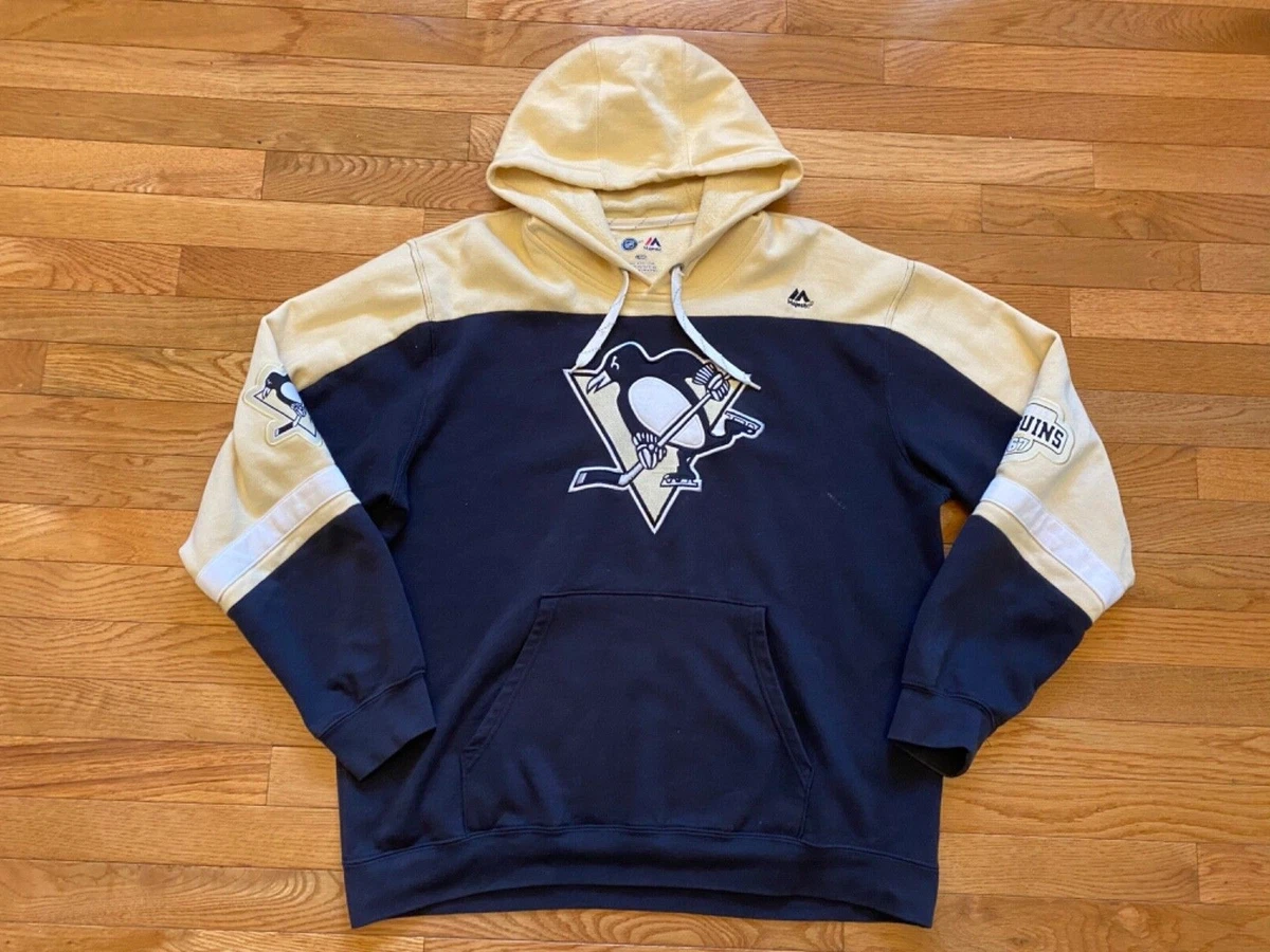 NHL Majestic Pittsburgh Penguins Hoodie Jersey Style Sweater Sweatshirt Sz  L