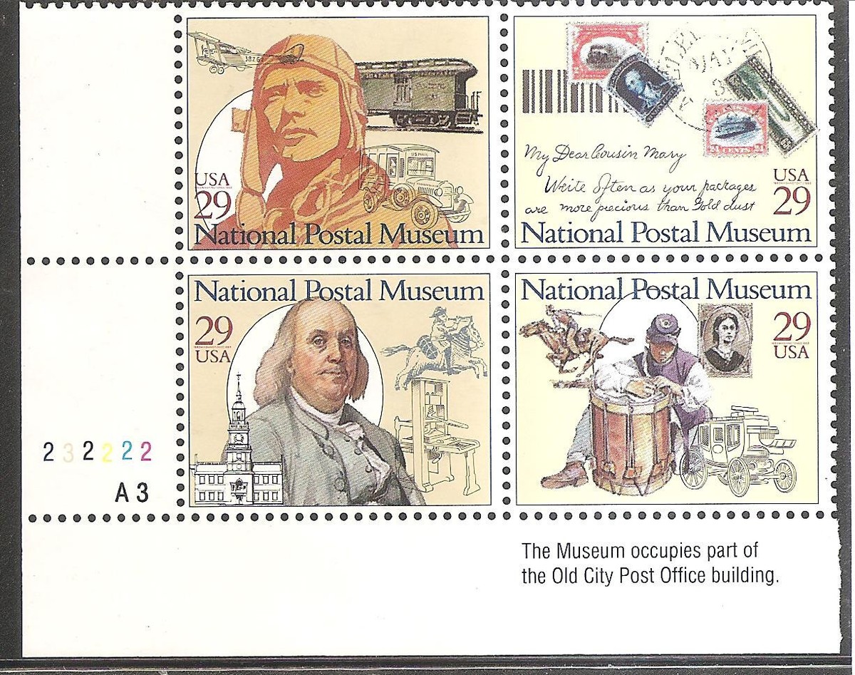 2779 - 2782 1993 29¢ National Postal Museum MNH PB(4) 222232-A3 LL