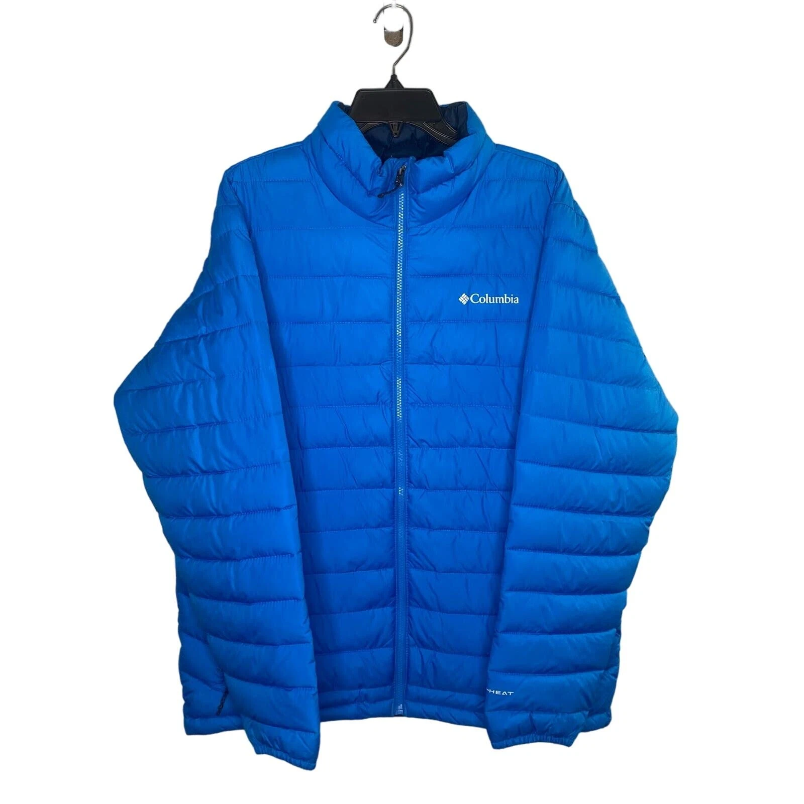 Columbia men’s Powder Lite Omni Heat Thermal Puffer Jacket Blue Large