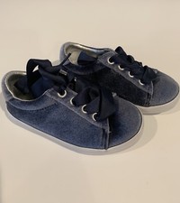 Toddler Girl's Janie And Jack Blue Velvet Sneakers - BRAND NEW