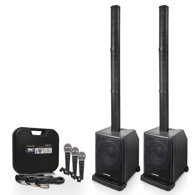 Sound Town 2 Powered Subs, 2 Column Speakers, 3 Handheld Mics (CARPO-L2MKT3)