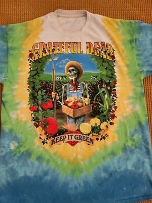 VTG 90s Liquid Blue Grateful Dead Keep It Green Tie Dye T Shirt