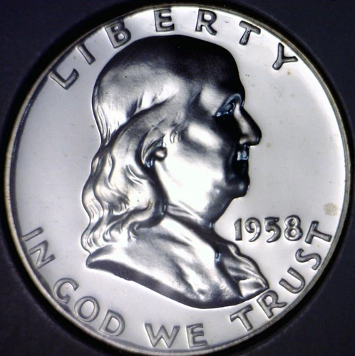 1958 GEM PROOF Franklin Half Dollar SILVER Coin NICE FLASHY PRF LOT #10  NR