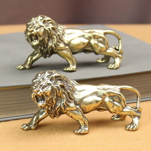 Solid Brass Lion Figurine Statue Animal Figurines Toys House Desktop ...