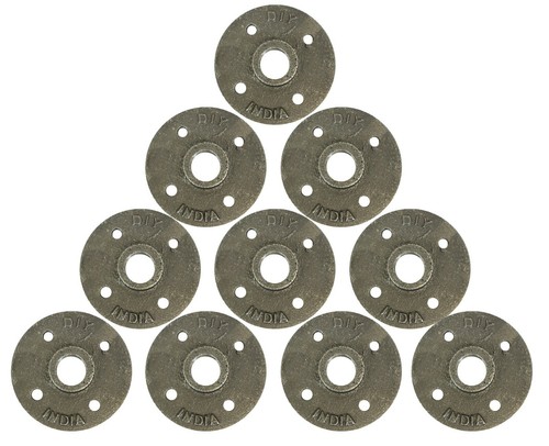 1/2" Black Malleable Iron Pipe Floor Flange Threaded Fittings Wall Mounted 10Pcs