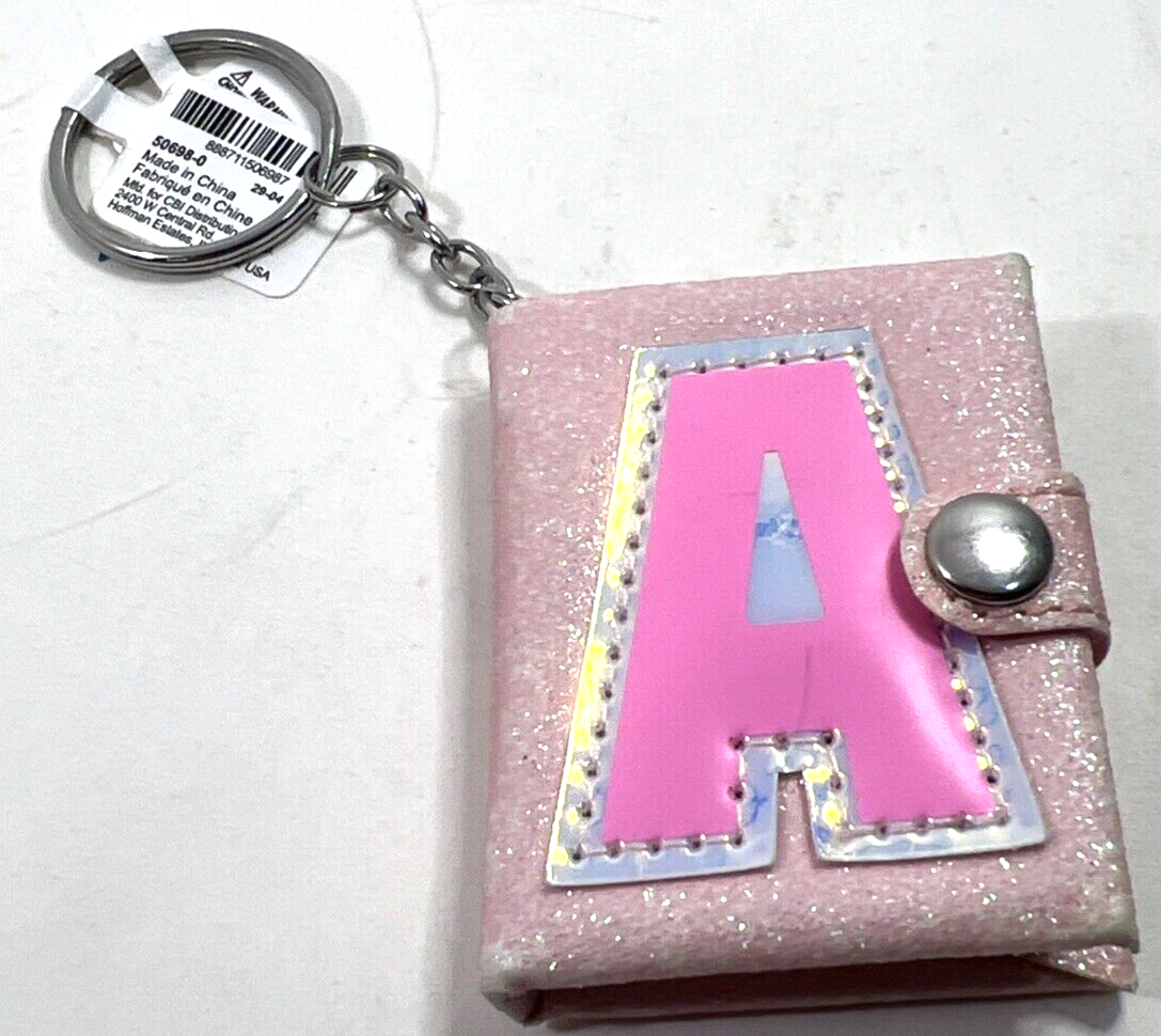 Claire's Sparkly Pink Initial “A” Mini Notebook Keychain NWT