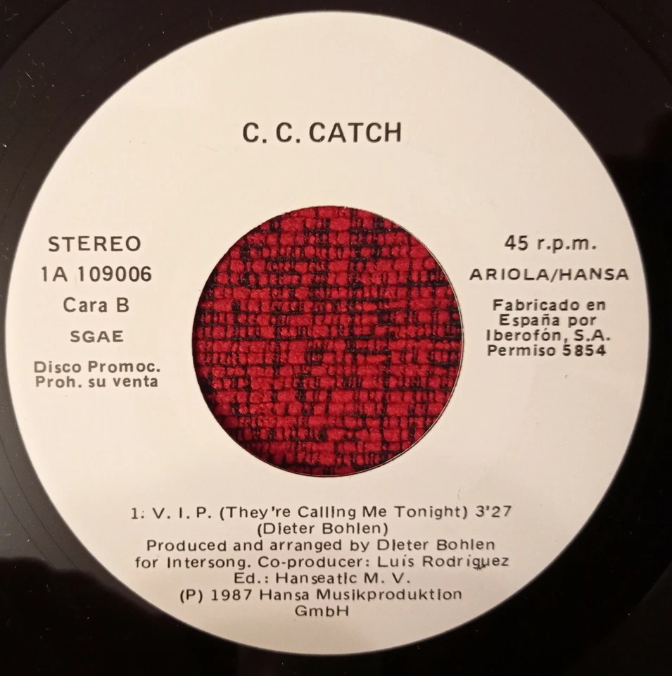 C.C. CATCH ** Are You Man Enough ** 1987 Spain PROMO 7" Single - Image 4 of 4