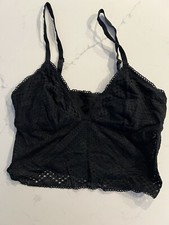 Black Lace/Mesh Stretchy Bralette Crop Top One Size
