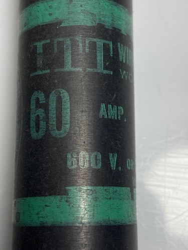 Cartridge Fuse 60-Amp 600-Volt (5-1/2" X 1") One-Time Time-Delay Royal TESTED - Picture 3 of 5