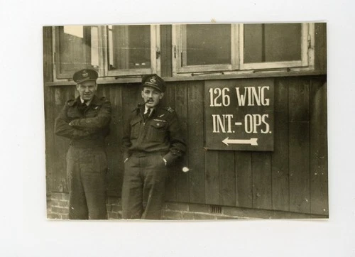 RCAF Military vintage snapshot photo ww2 World War Two 126 Wing Men in uniform