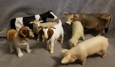 Schleich Cow Sheep Pig Goat  Dog Farm Stable '94-03 Retired Lot of 7
