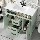36" Bathroom Vanity w/Ceramic Sink, Freestanding Wood Storage Cabinet w/Drawers