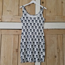Star Wars At-At Print Black And White Figure Hugging Bodycon Dress UK 10 S Small