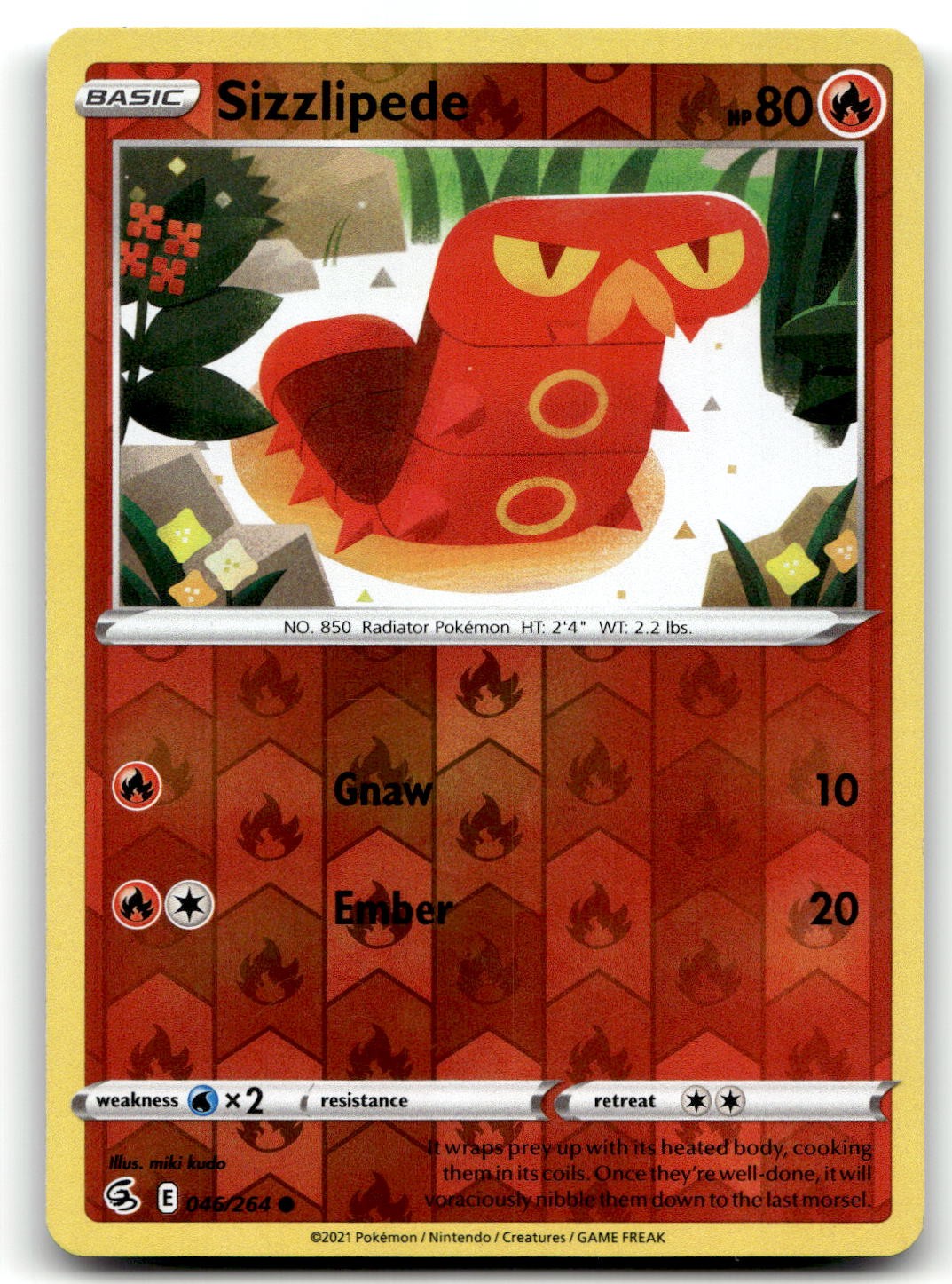 Sizzlipede (46) 046/264 SWSH08: Fusion Strike Common Reverse Holo Pokemon TCG NM