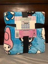 Hello Kitty and Friends Cloud Plush 90x90 Inch Blue Full/Queen Blanket NWT Rare