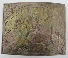 Vintage SCHLITZ BEER Belt Buckle Minted Brass Embossed Woman