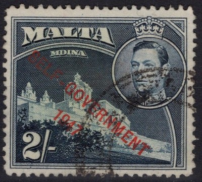 ENGLISCHE KOLONIEN MALTA 1948-53 GEORG VI SELF GOVERNMENT 2 SHILLING N.245 US.