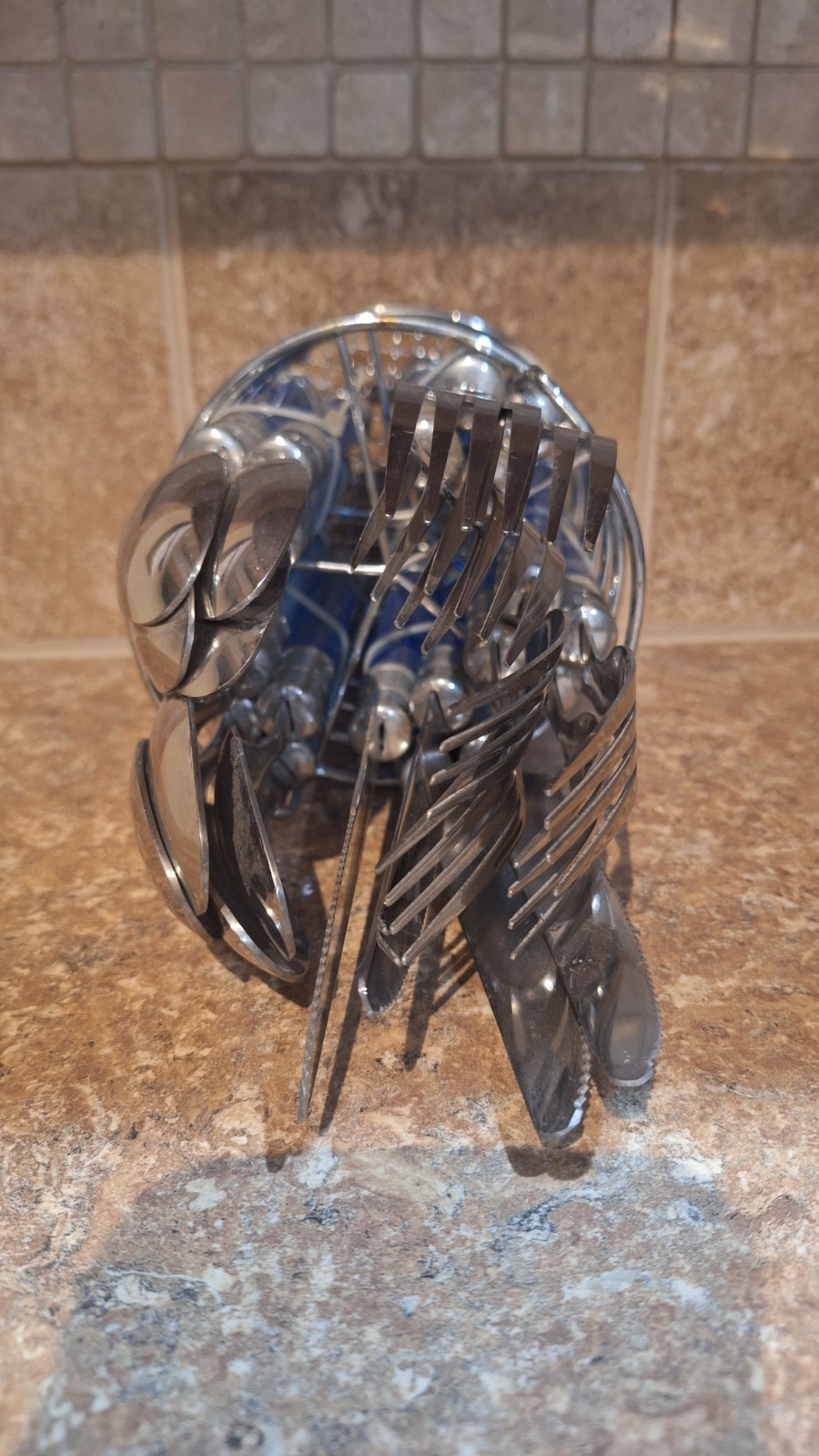 21 Pc Cobalt Blue Kitchen Silverware Set