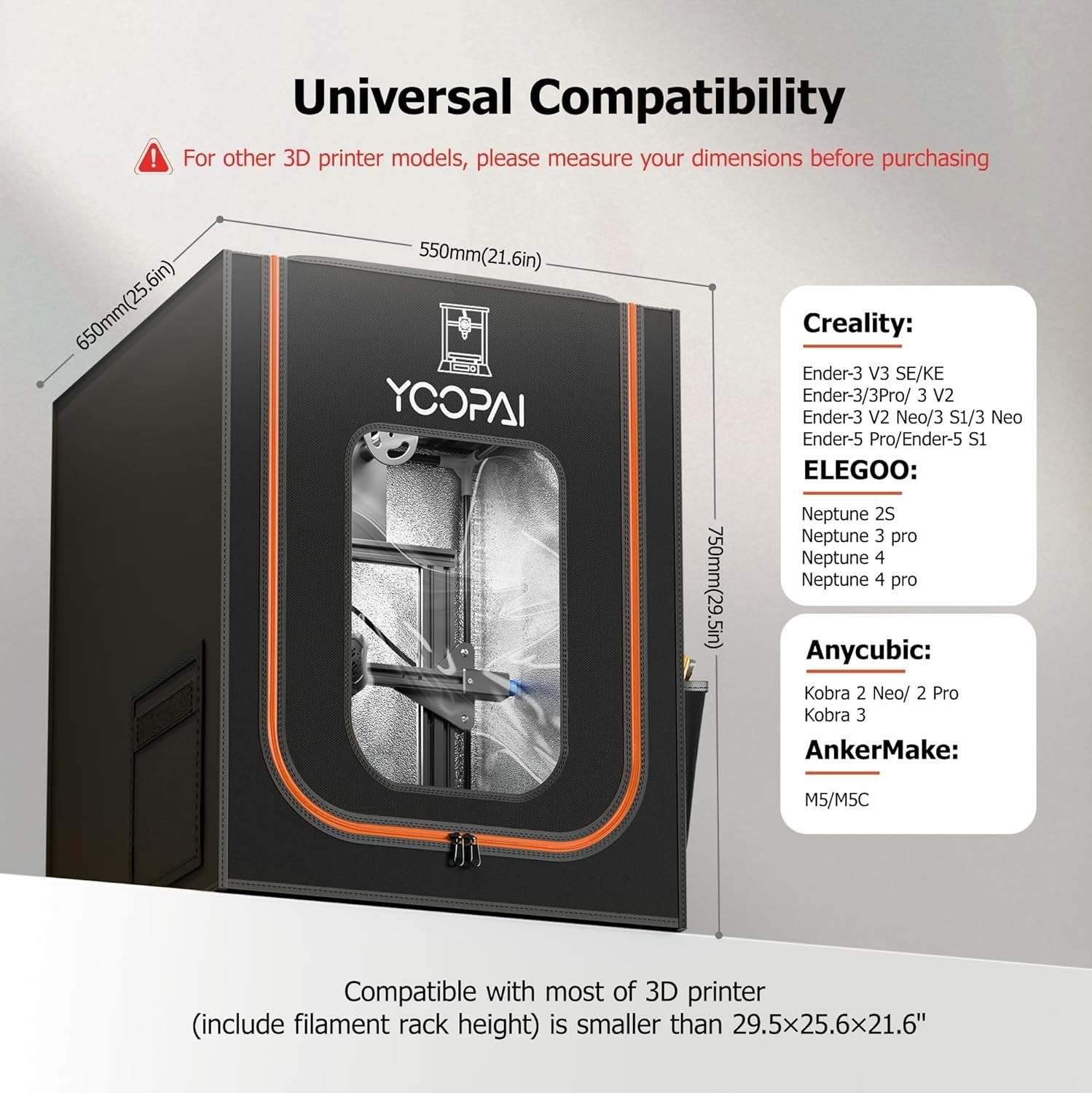 Constant Temperature 3D Printer Enclosure with LED - Compatible with Creality