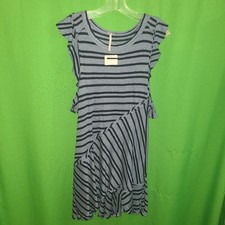 2421) NWOT FREE PEOPLE medium blue knit dress striped at knee new M