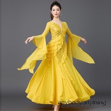 Latin Ballroom Dance Dress Modern Salsa Waltz Standard Long Dress J086 3 Colors