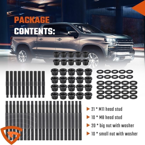Head Studs Bolts Kit For 2004-2020 Chevy GM 4.8L 5.3L 5.7L 6.0L 6.2L 7.0L - Picture 19 of 19