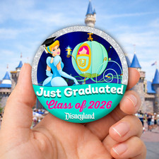 Graduation Trip 3” Button | Featuring Cinderella | Disneyland Keepsake Pinback