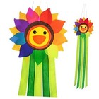 Smiling Sunflower Rainbow Windsock Hanging Décor Outdoor Windsock for Garden