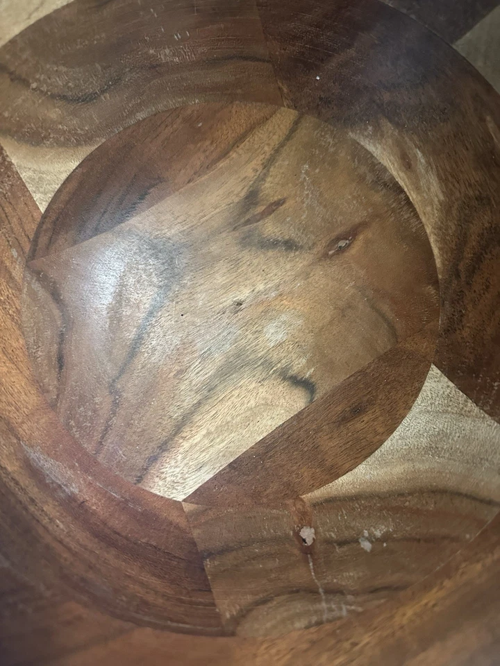 NEW Acacia Wood Salad Bowl AIDEA Large 12” DIAMETER Made In Vietnam Beautiful - Image 2 of 4