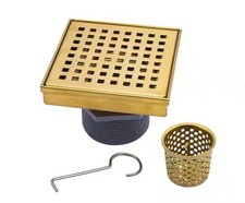 Oatey Designline 4" Stainless Steel Square Shower Drain Brushed Gold DS32040BG