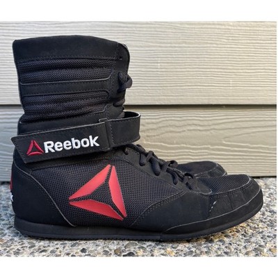 Reebok Boxing Boot Delta Buck Men's 7.5 Black Red High Top Training Mayweather