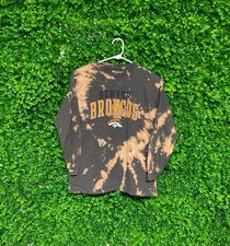 Vintage Acid Wash Denver Broncos Long Sleeve T-shirt - Adult Mens Small - 013