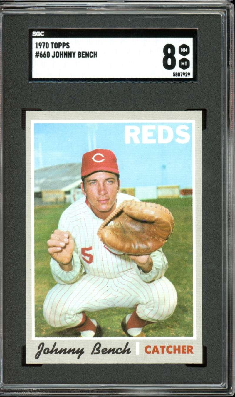 1970 Topps High #660 Johnny Bench Reds HOF SGC 8 NM-MT b