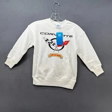 General Motors Sweatshirt Kids White Corvette Original Racing Flag Graphic NWT